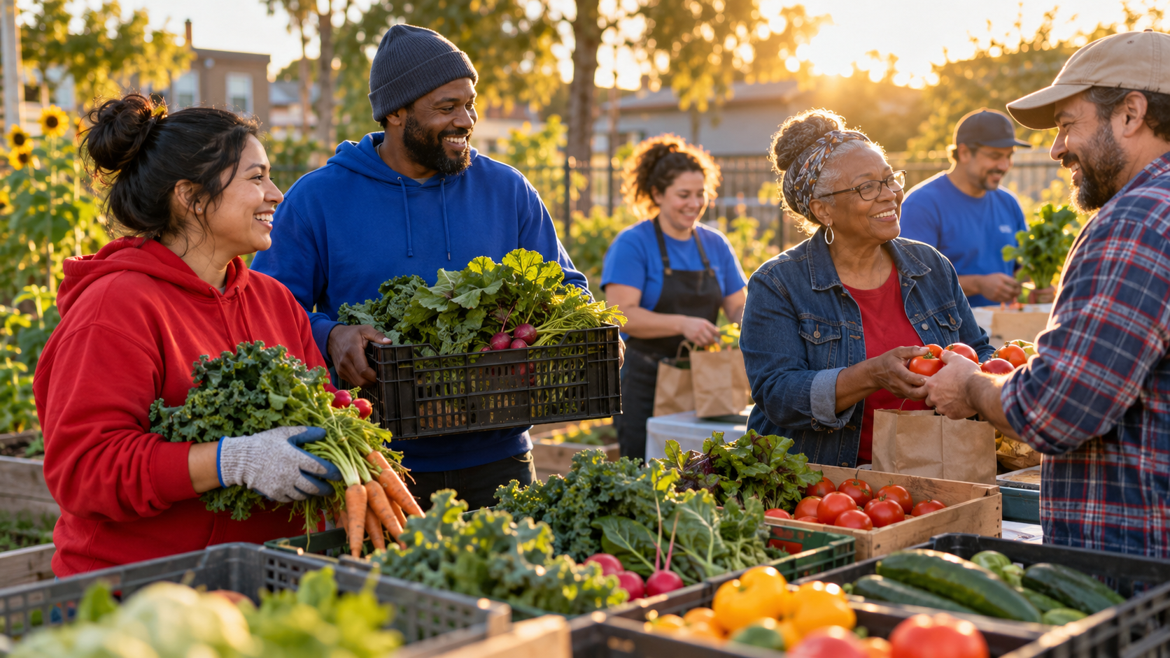 Neighbors sharing fresh produce together